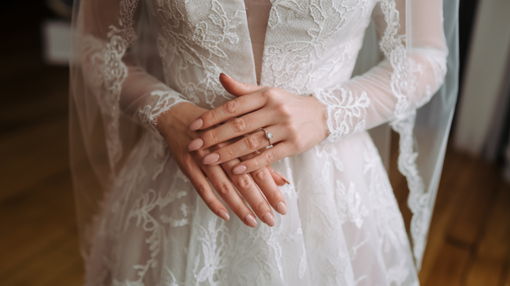 nude nails with a glossy finish