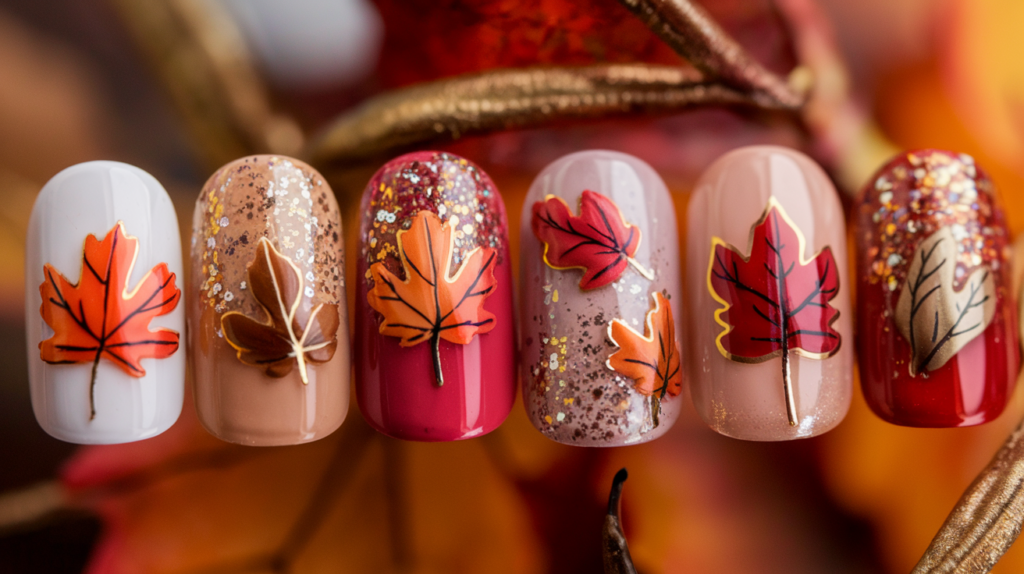 fall foliage nails design