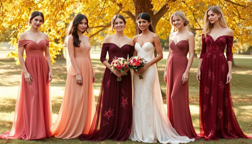 Autumn bridal party dresses