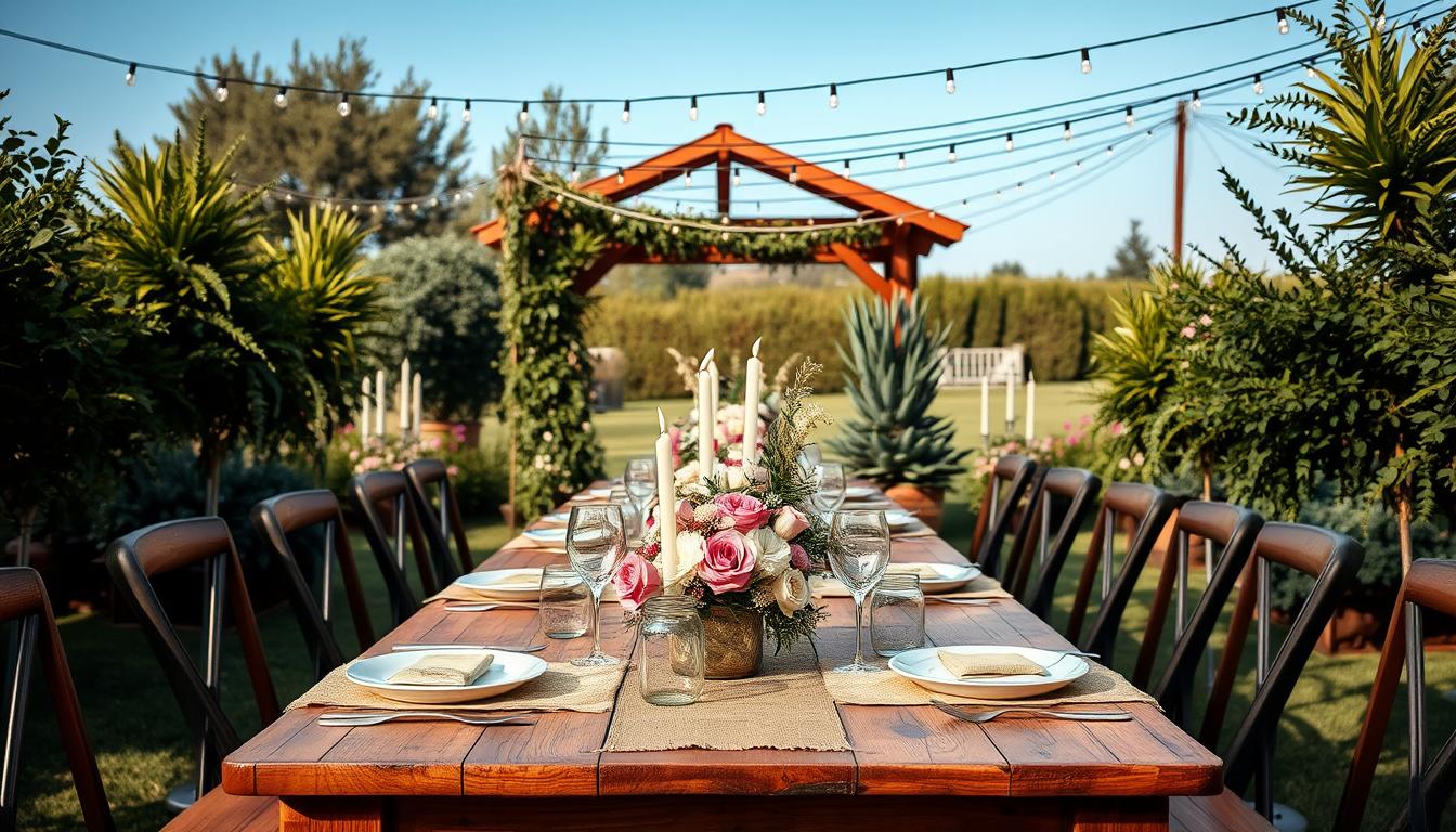 Rustic Outdoor Wedding Table Decoration