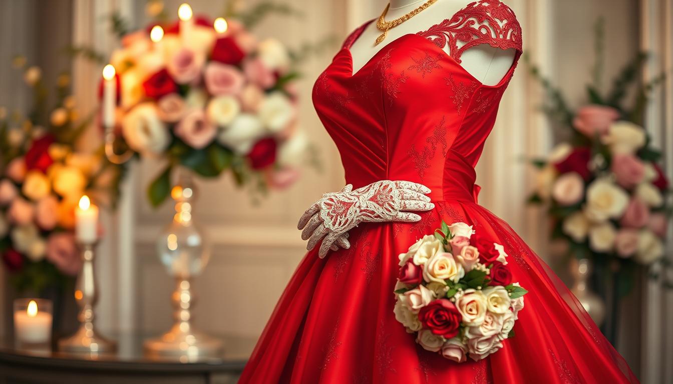 accessorize red wedding dress