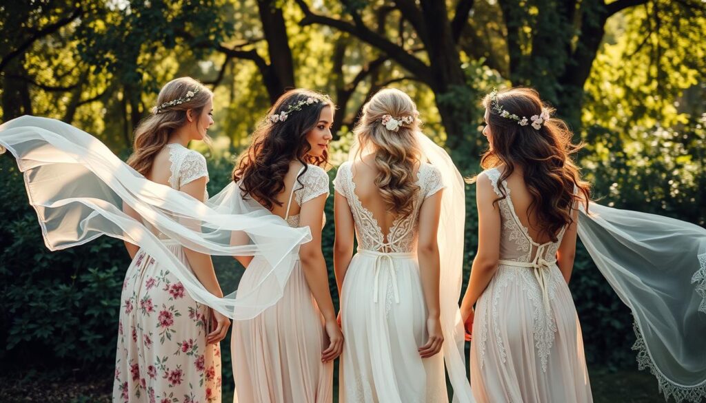 bohemian bridesmaid looks