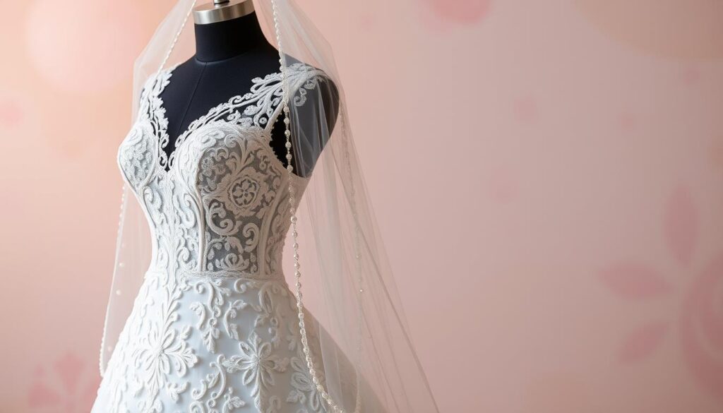 bridal veil and gown matching