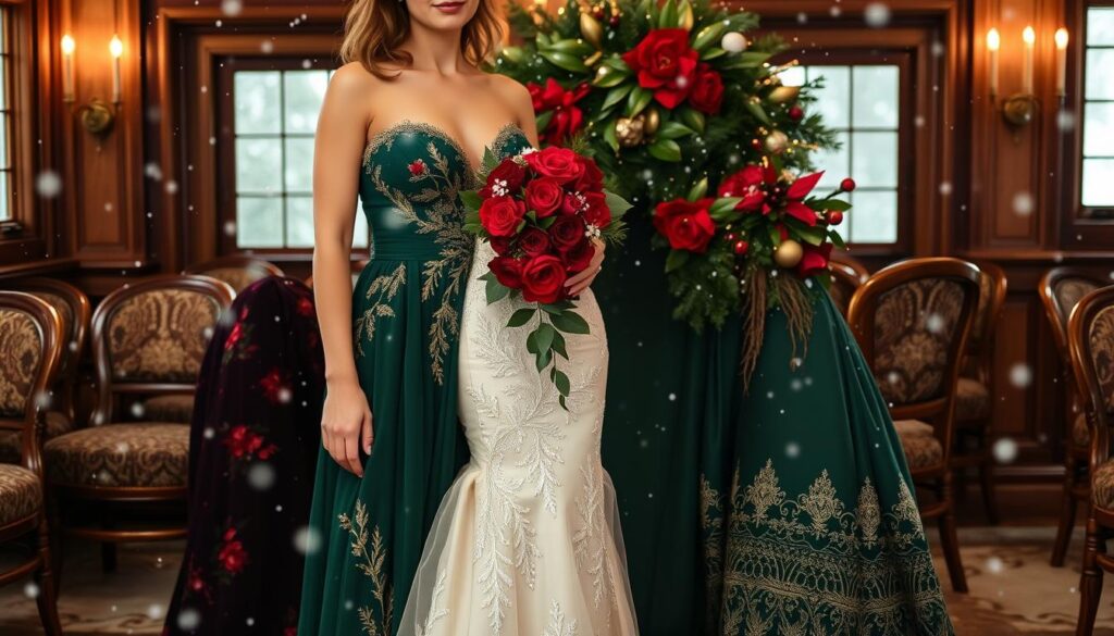 holiday inspired bridesmaid dresses