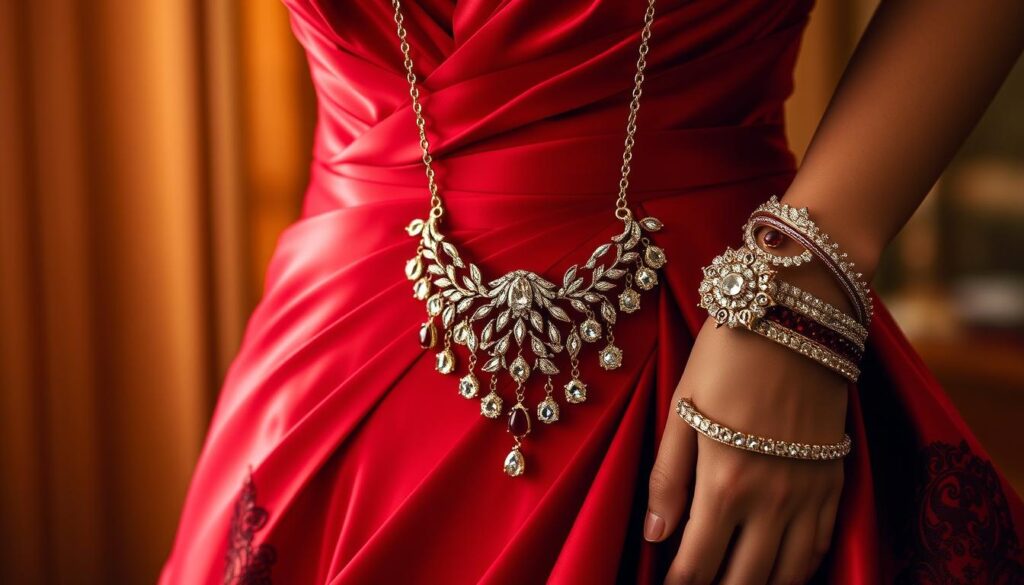 jewelry for red wedding dress