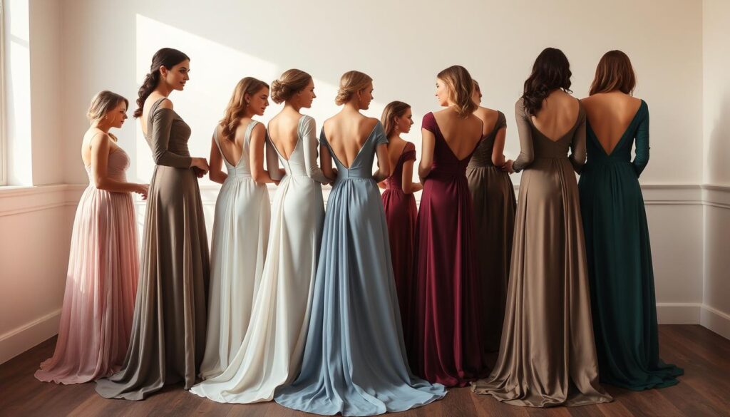 long-sleeve bridesmaid dress silhouettes