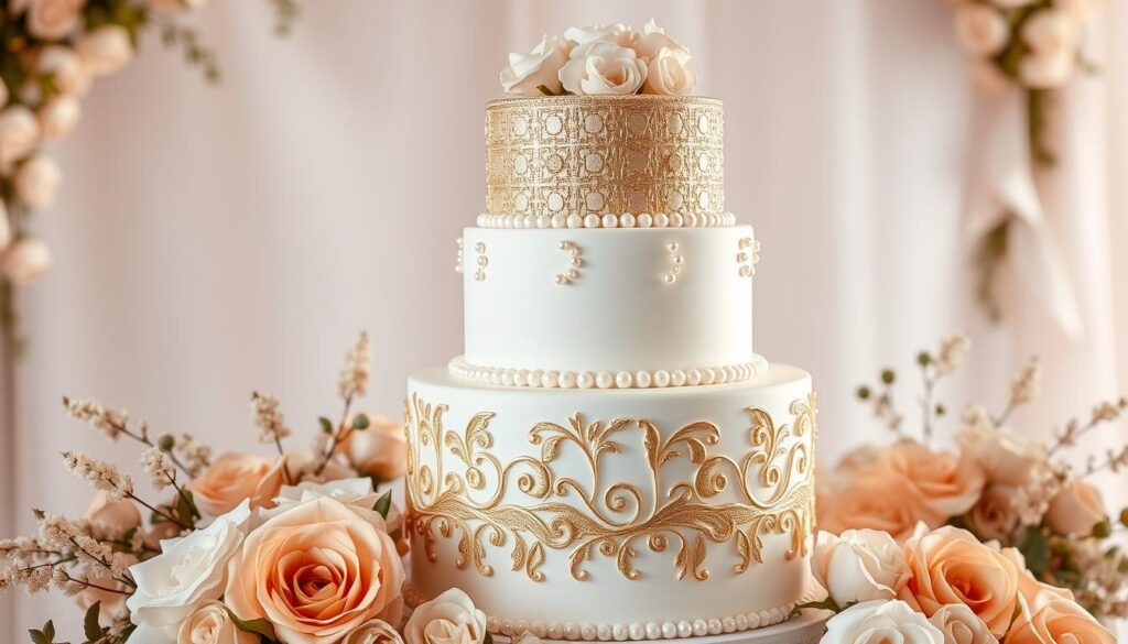 metallic wedding cakes