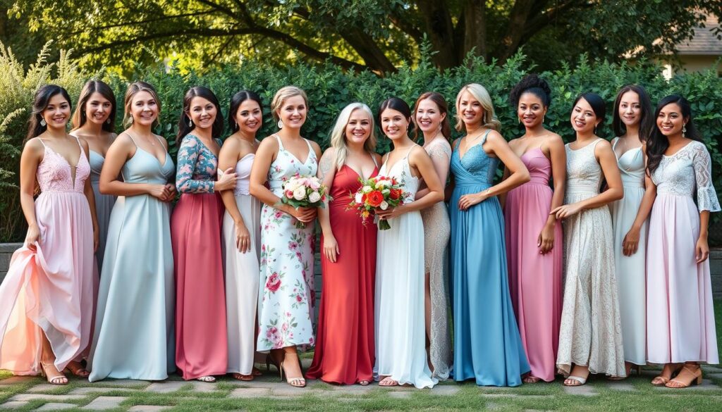 mix-and-match bridesmaids