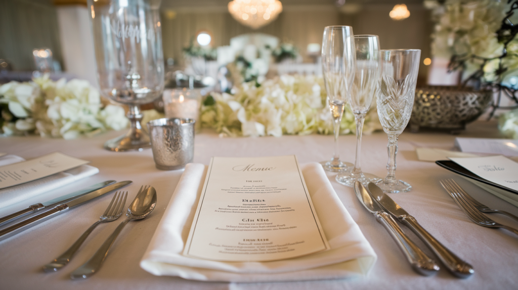 menu presentation on wedding table