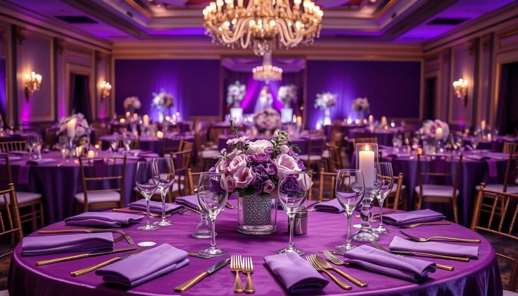 purple wedding table decor