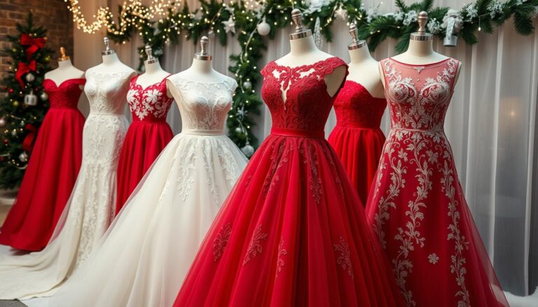 red Christmas wedding dresses