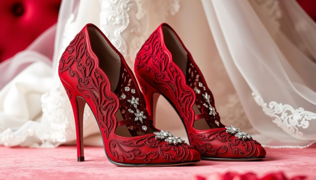 shoes for red wedding dress