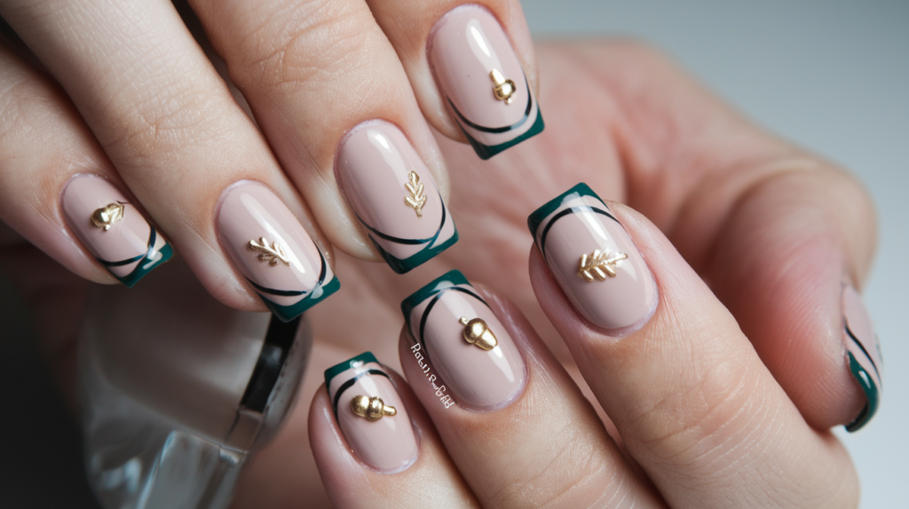 Minimalist Fall Accents Fake Nail Design