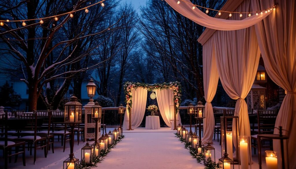 winter wedding lighting