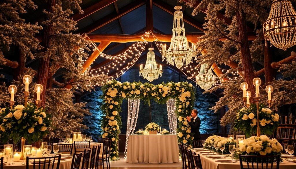 winter wedding lighting