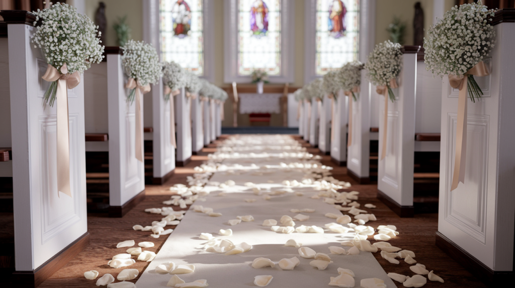 Church isle wedding decorations