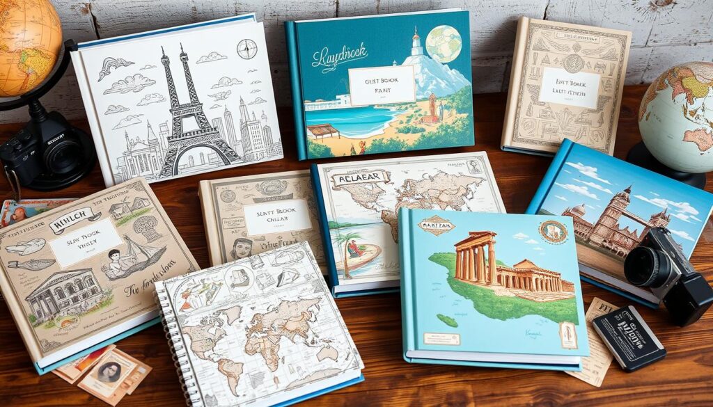 travel-themed guest books