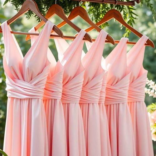 Pink Silk Bridesmaids Dresses