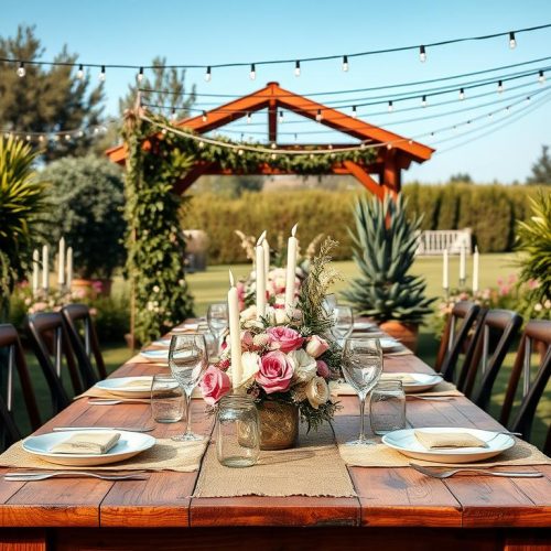 Rustic Outdoor Wedding Table Decoration