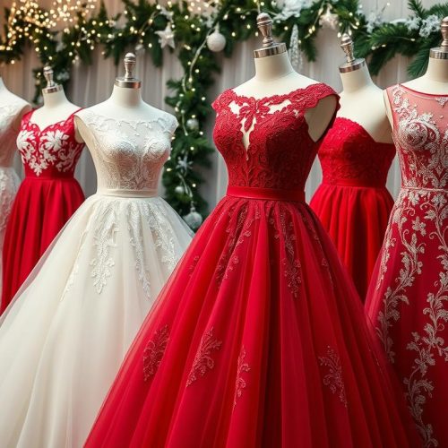 red Christmas wedding dresses